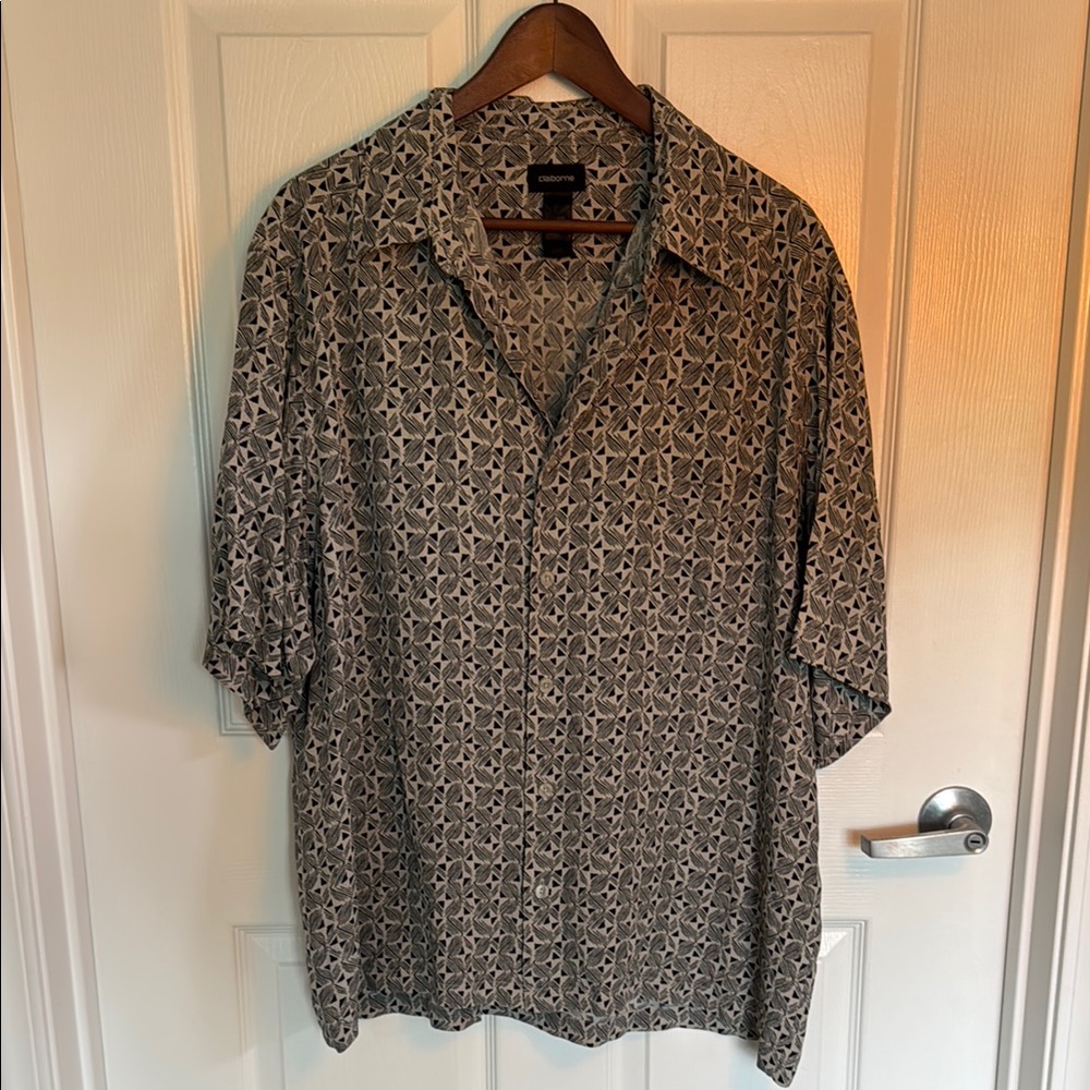 Claiborne Black and Gray Casual Button Down Shirt